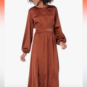 The Drop Jacob dress tortoise shell Chic Long Sleeve Brown Dress